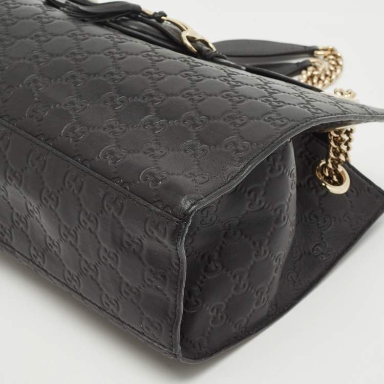 Pre Owned Gucci Black Guccissima Leather Large Emily Chain Shoulder Bag