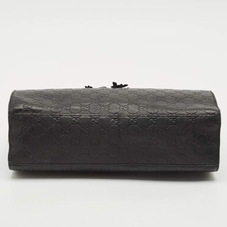Pre Owned Gucci Black Guccissima Leather Large Emily Chain Shoulder Bag