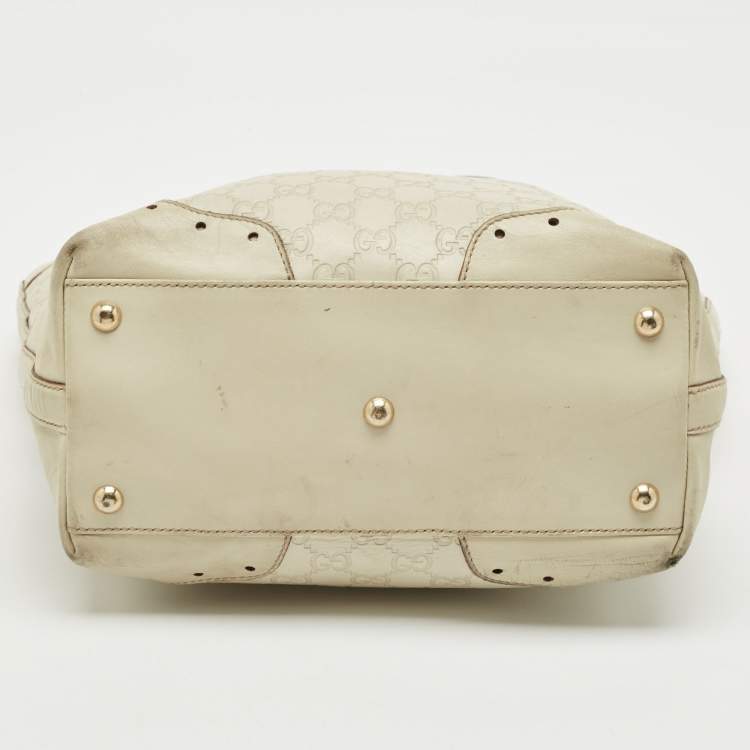 Pre Owned Gucci Off White Guccissima Leather Punch Tote