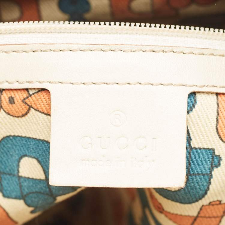 Pre Owned Gucci Off White Guccissima Leather Punch Tote