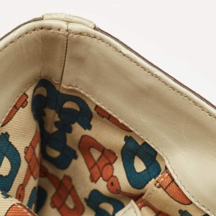 Pre Owned Gucci Off White Guccissima Leather Punch Tote