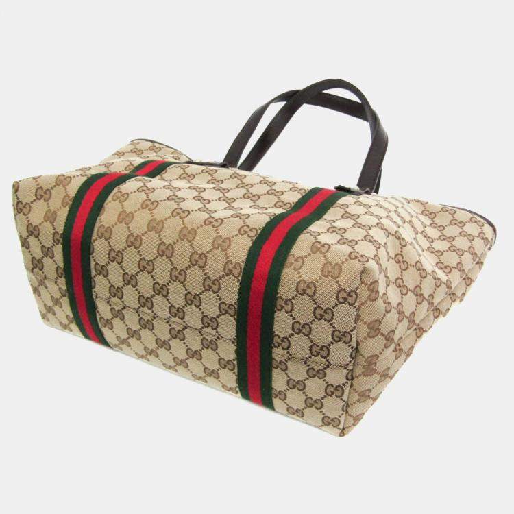 Pre Owned Gucci Beige GG Canvas Sherry Tote Bag