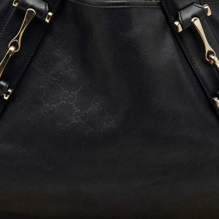 Pre Owned Gucci Black Guccissima Leather Pelham Shoulder Bag