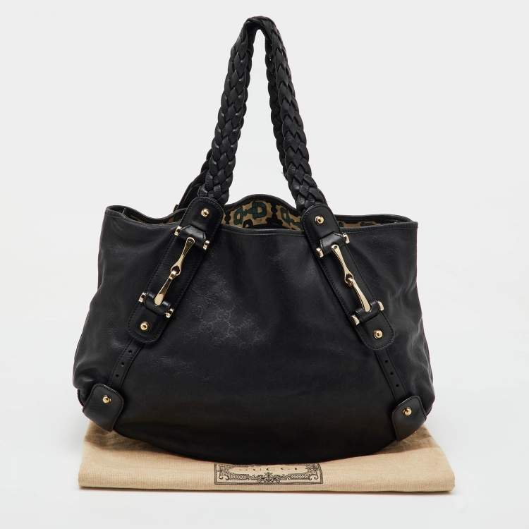 Pre Owned Gucci Black Guccissima Leather Pelham Shoulder Bag