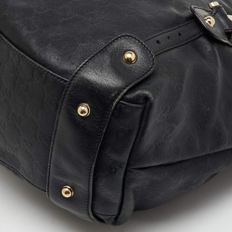 Pre Owned Gucci Black Guccissima Leather Pelham Shoulder Bag