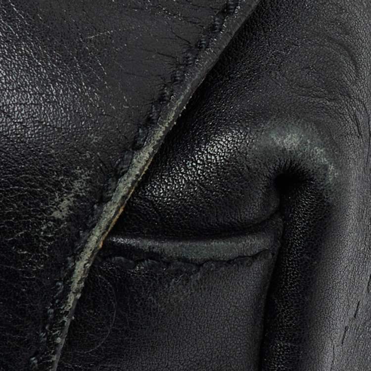Pre Owned Gucci Black Guccissima Leather Pelham Shoulder Bag