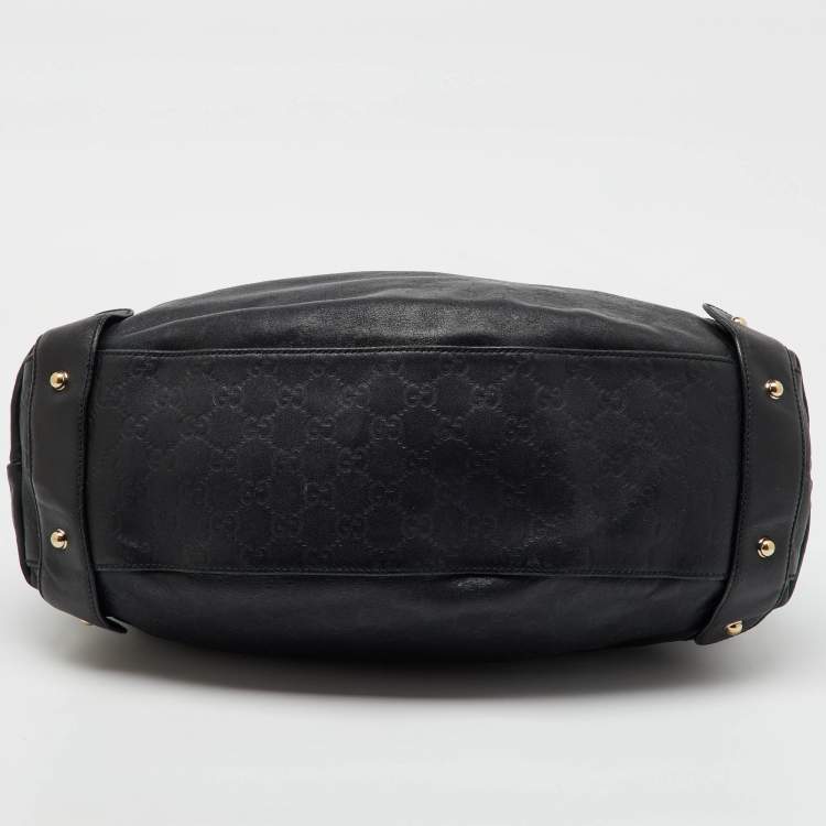 Pre Owned Gucci Black Guccissima Leather Pelham Shoulder Bag