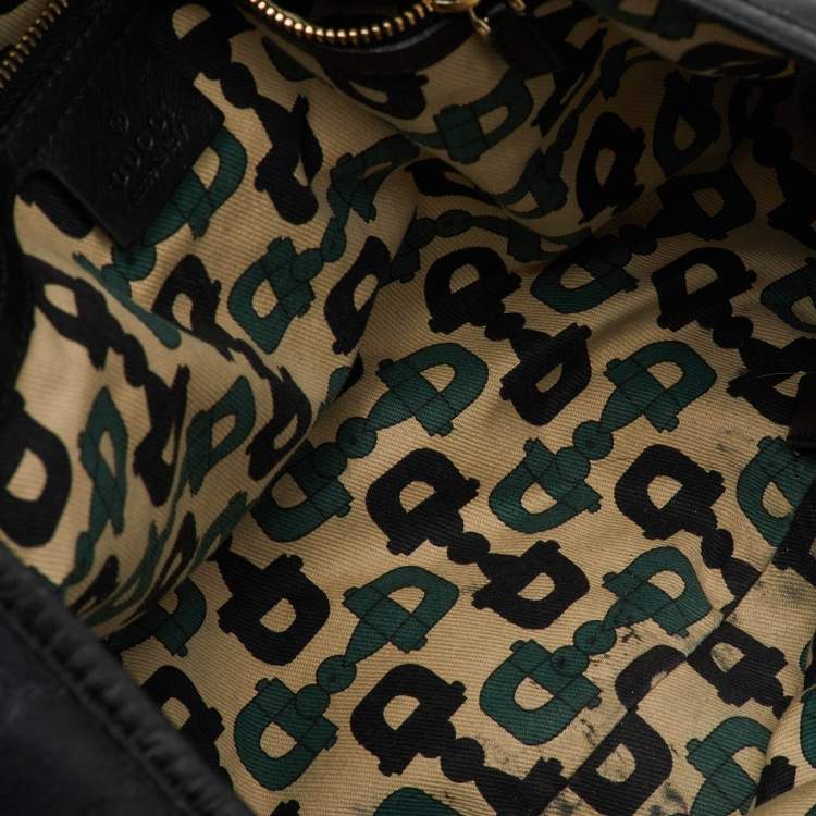Pre Owned Gucci Black Guccissima Leather Pelham Shoulder Bag