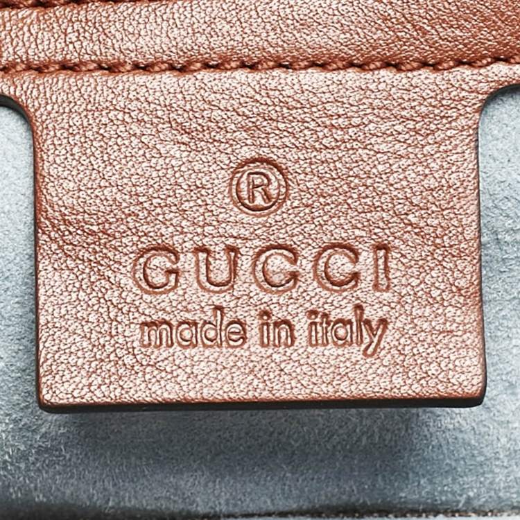 Pre Owned Gucci Brown Glazed Leather Large Lady Lock Top Handle Bag