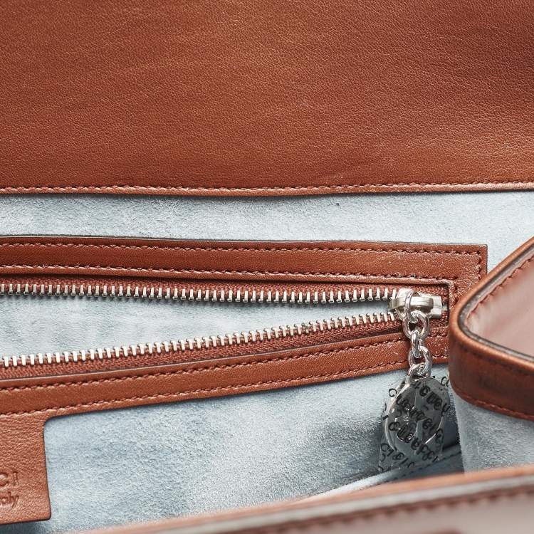 Pre Owned Gucci Brown Glazed Leather Large Lady Lock Top Handle Bag