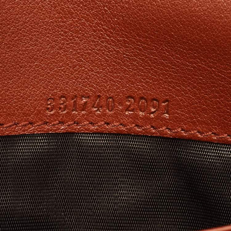 Pre Owned Gucci Brown Glazed Leather Lady Lock Continental Wallet