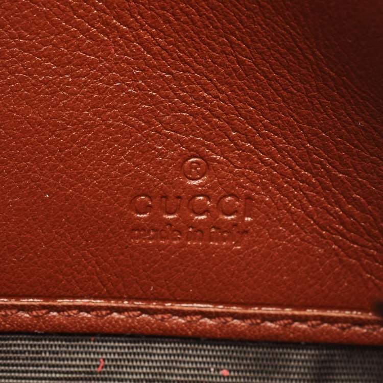 Pre Owned Gucci Brown Glazed Leather Lady Lock Continental Wallet