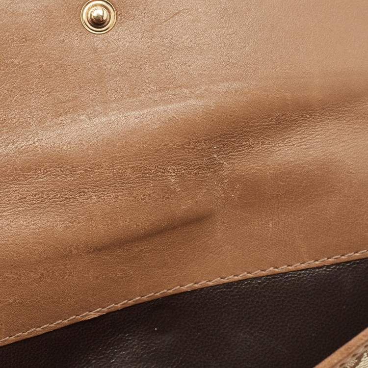 Pre Owned Gucci Beige GG Canvas Double G Continental Wallet
