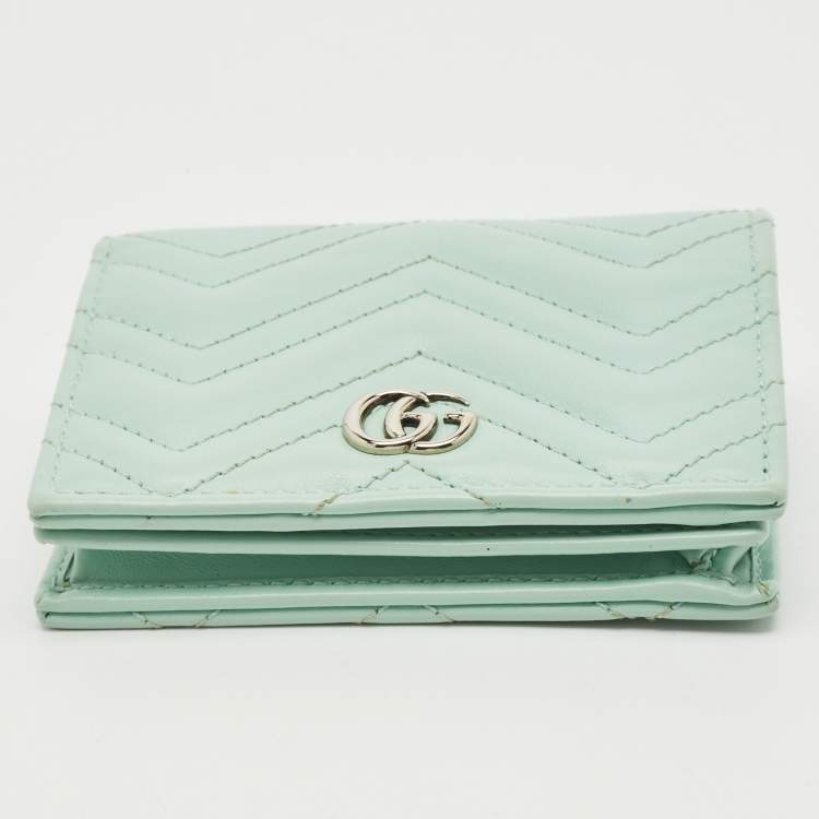 Pre Owned Gucci Matelassé Leather GG Marmont Card Case