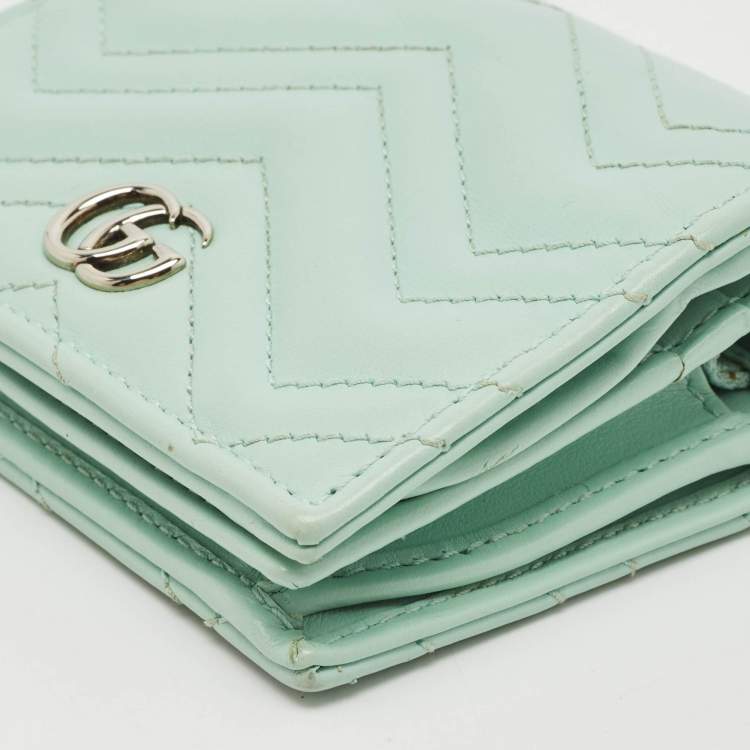 Pre Owned Gucci Matelassé Leather GG Marmont Card Case