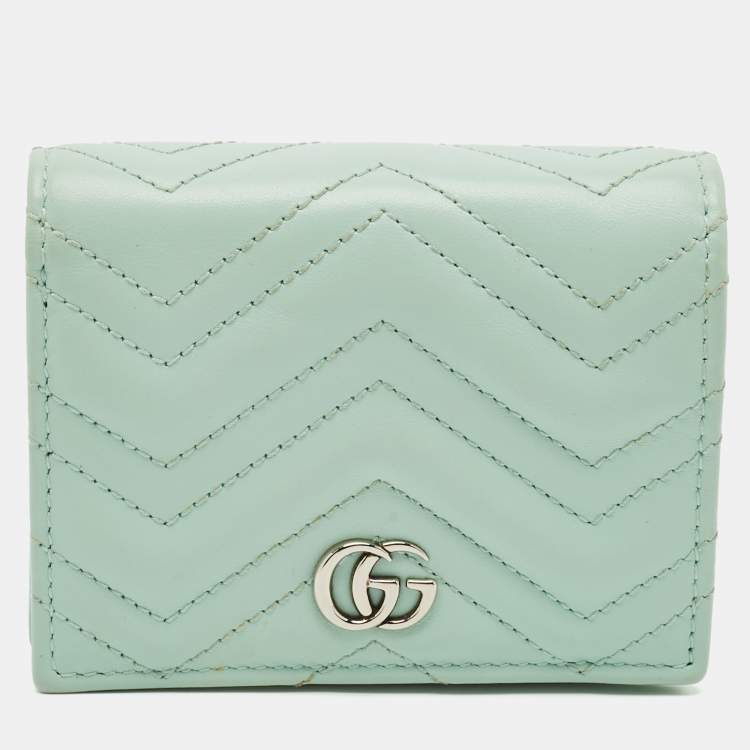 Pre Owned Gucci Matelassé Leather GG Marmont Card Case