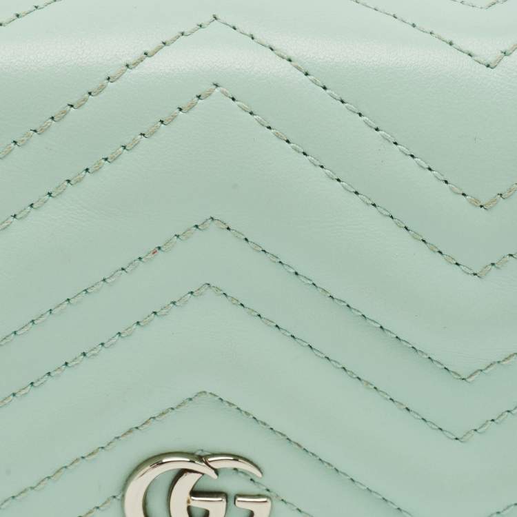 Pre Owned Gucci Matelassé Leather GG Marmont Card Case