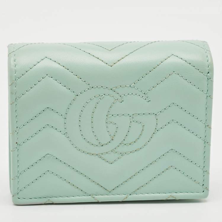 Pre Owned Gucci Matelassé Leather GG Marmont Card Case