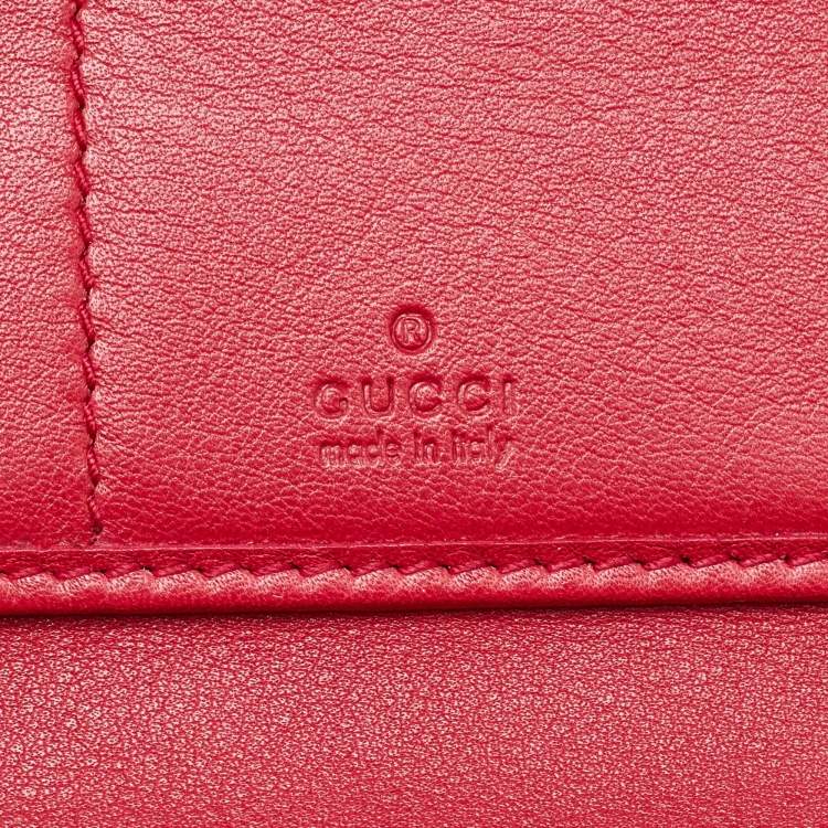 Pre Owned Gucci Red Microguccissima Leather Flap Continental Wallet
