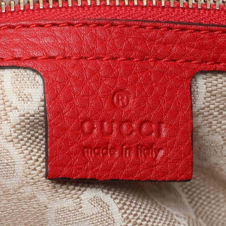 Pre Owned Gucci Red Leather Diana Bamboo Handle Hobo