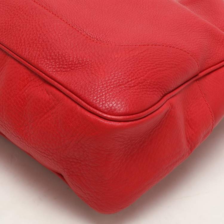 Pre Owned Gucci Red Leather Diana Bamboo Handle Hobo