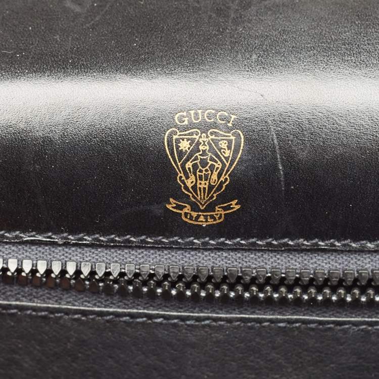 Pre Owned Gucci Black Lizard Vintage Top Handle Bag