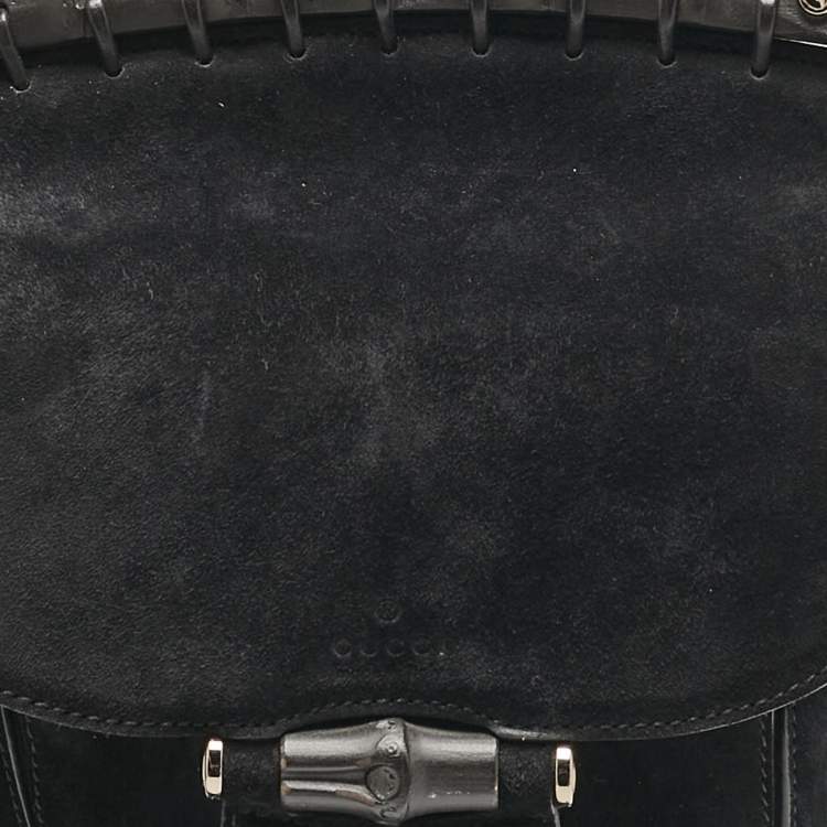 Pre Owned Gucci Black Suede Nouveau Fringe Crossbody Bag
