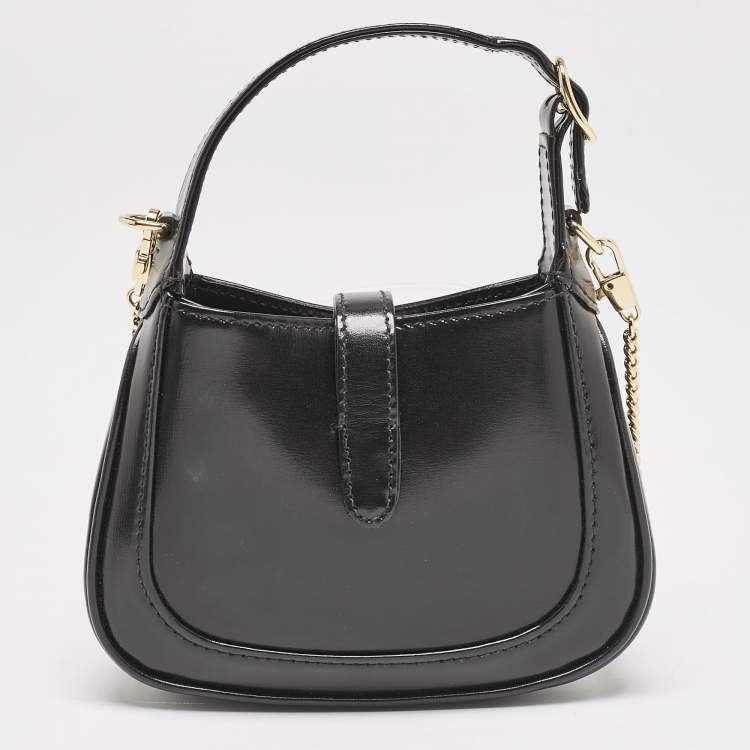 Pre Owned Gucci Black Leather Nano Jackie 1961 Hobo