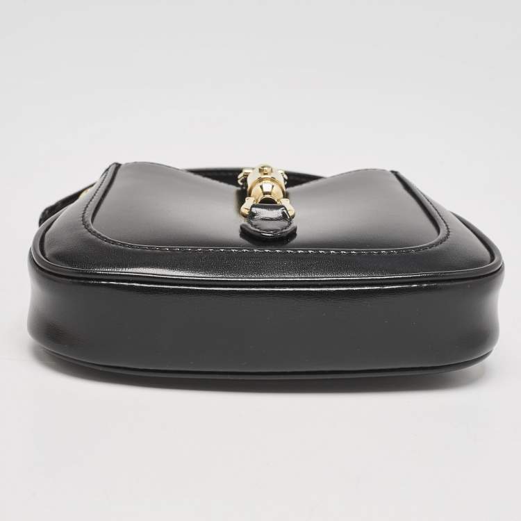 Pre Owned Gucci Black Leather Nano Jackie 1961 Hobo