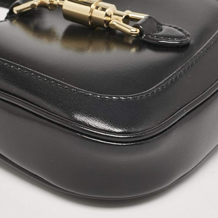 Pre Owned Gucci Black Leather Nano Jackie 1961 Hobo
