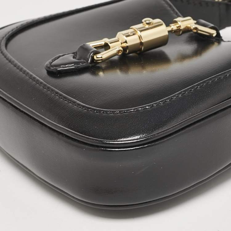 Pre Owned Gucci Black Leather Nano Jackie 1961 Hobo