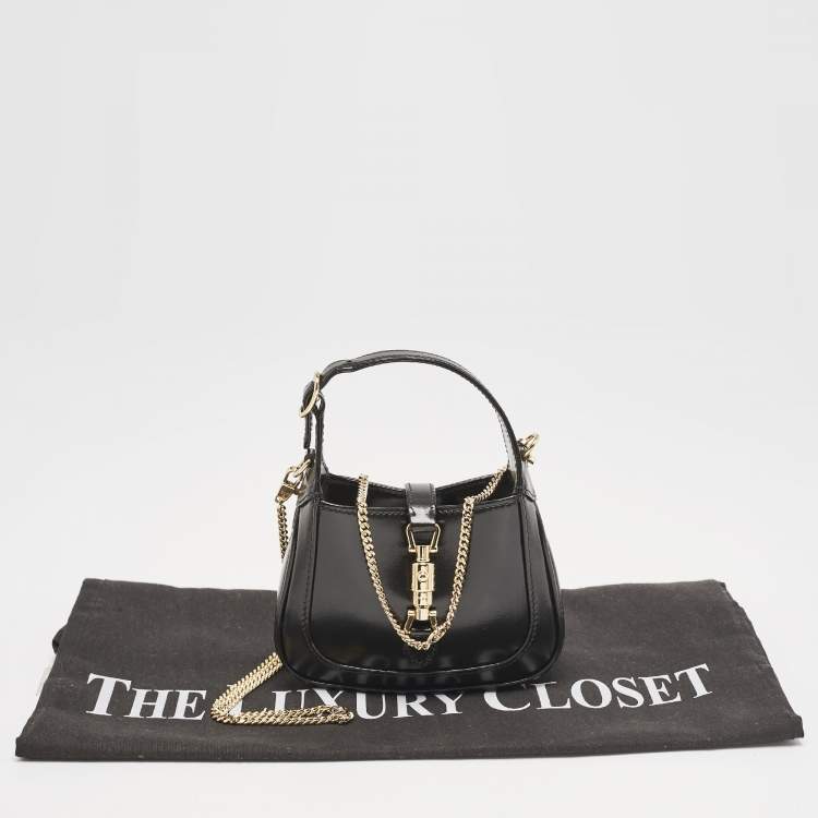 Pre Owned Gucci Black Leather Nano Jackie 1961 Hobo