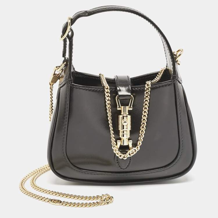 Pre Owned Gucci Black Leather Nano Jackie 1961 Hobo