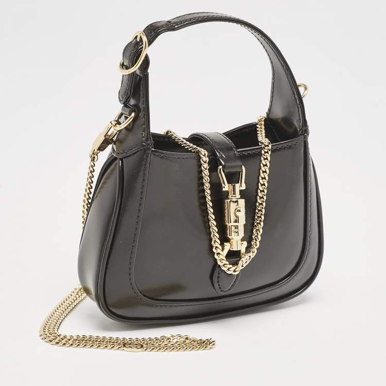 Pre Owned Gucci Black Leather Nano Jackie 1961 Hobo