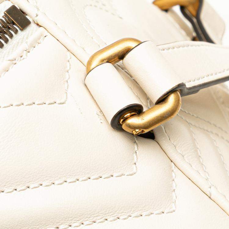 Pre Owned Gucci White Mini GG Marmont Matelasse Leather Round Backpack