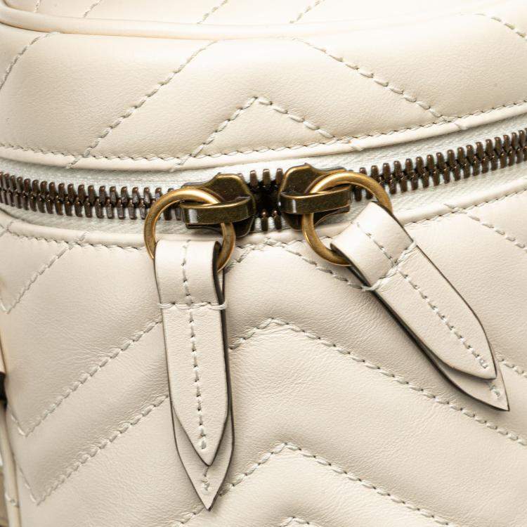 Pre Owned Gucci White Mini GG Marmont Matelasse Leather Round Backpack