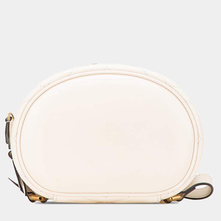 Pre Owned Gucci White Mini GG Marmont Matelasse Leather Round Backpack