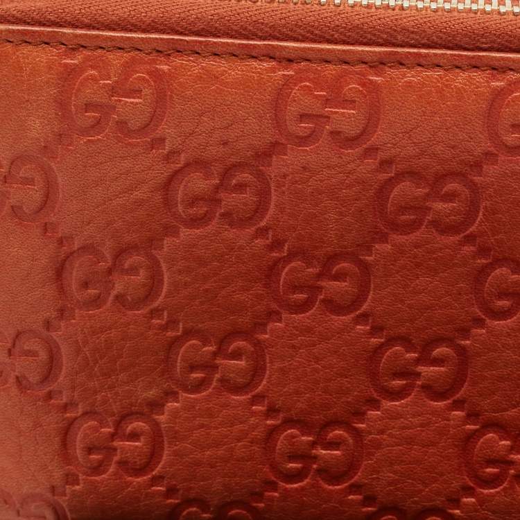 Pre Owned Gucci Orange Guccissima Leather Bamboo Tassel Zip Around Wallet