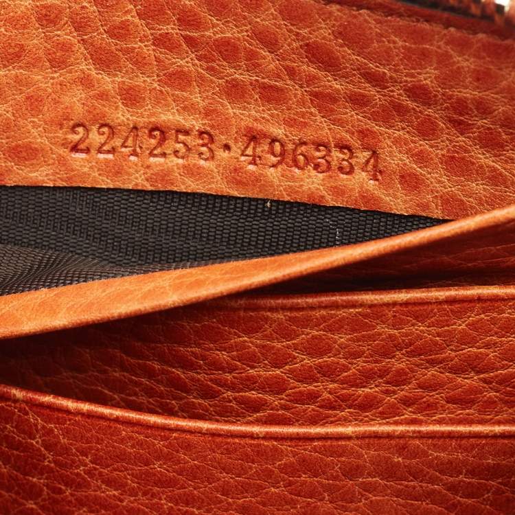Pre Owned Gucci Orange Guccissima Leather Bamboo Tassel Zip Around Wallet
