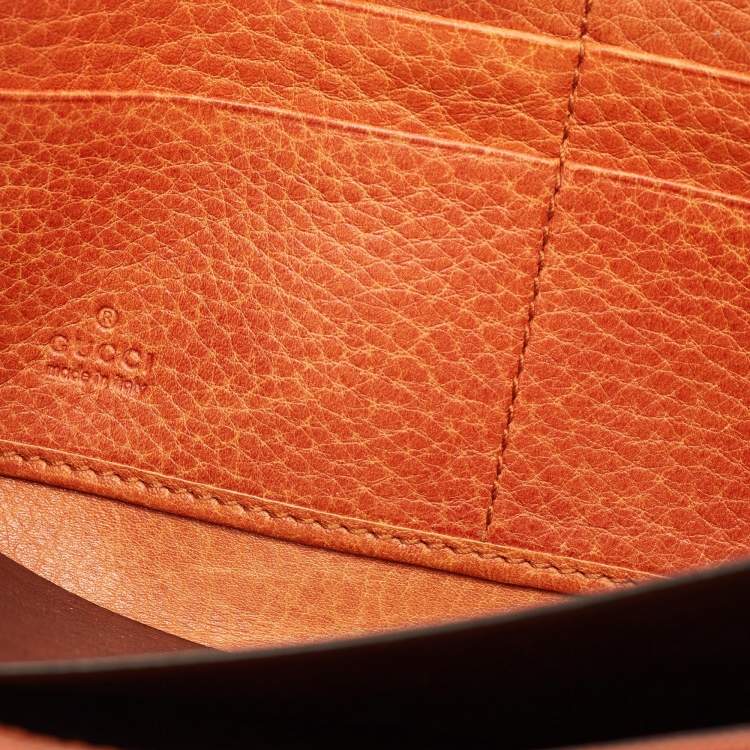 Pre Owned Gucci Orange Guccissima Leather Bamboo Tassel Zip Around Wallet