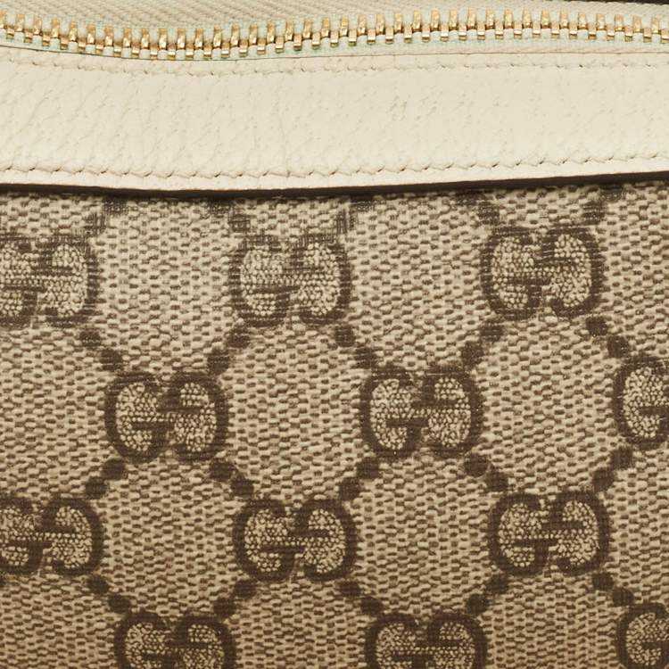 Pre Owned Gucci Off White/Beige GG Supreme Canvas Mini Web Ophidia Shoulder Bag