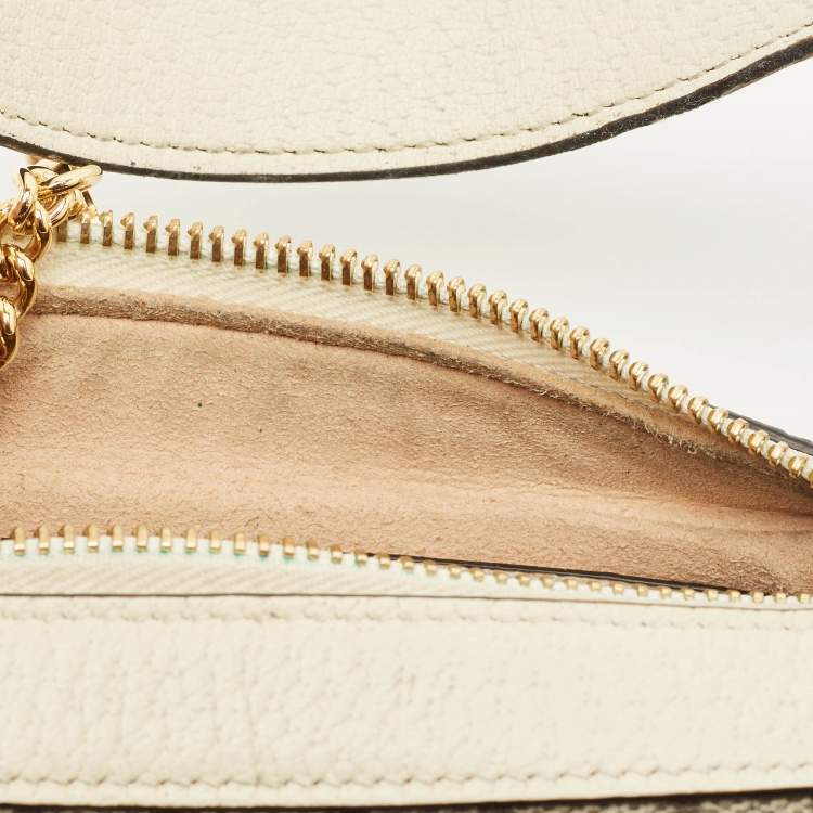 Pre Owned Gucci Off White/Beige GG Supreme Canvas Mini Web Ophidia Shoulder Bag