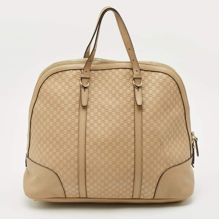 Pre Owned Gucci Beige Guccissima Leather Large Nice Dome Bag