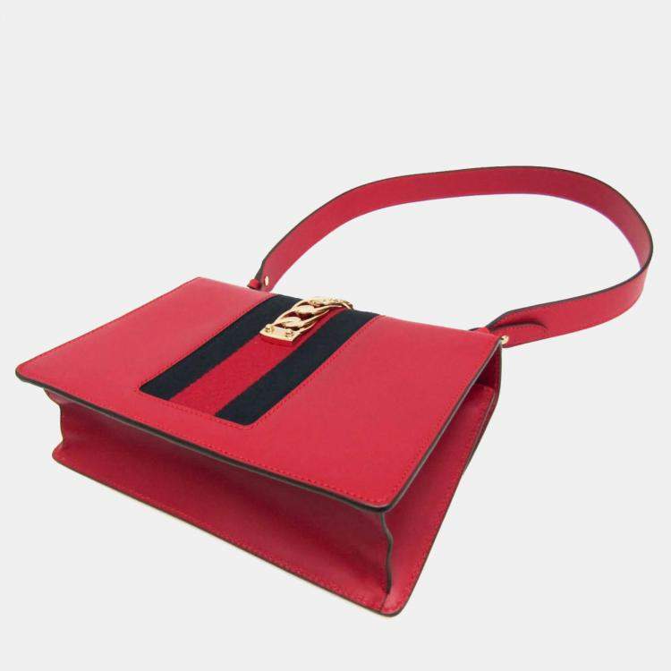 Pre Owned Gucci Red Leather Sylvie Shoulder Bag 