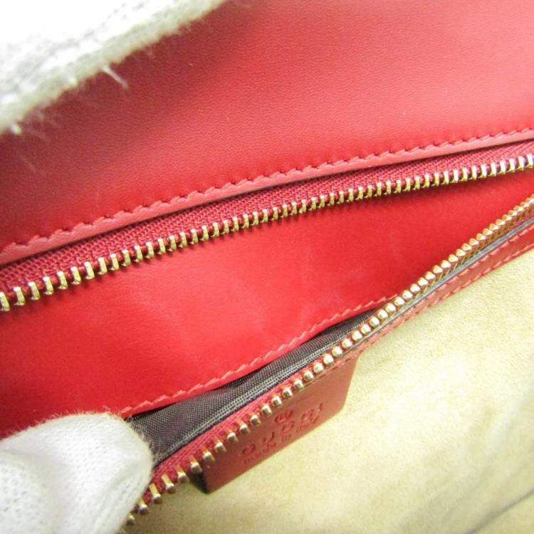 Pre Owned Gucci Red Leather Sylvie Shoulder Bag 