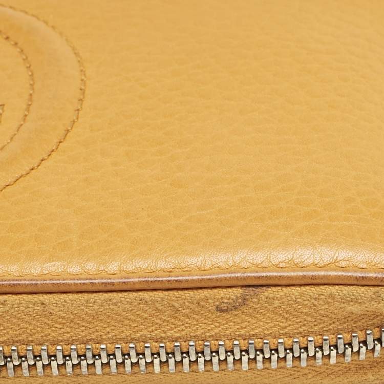 Pre Owned Gucci Orange Leather Soho Zip Continental Wallet