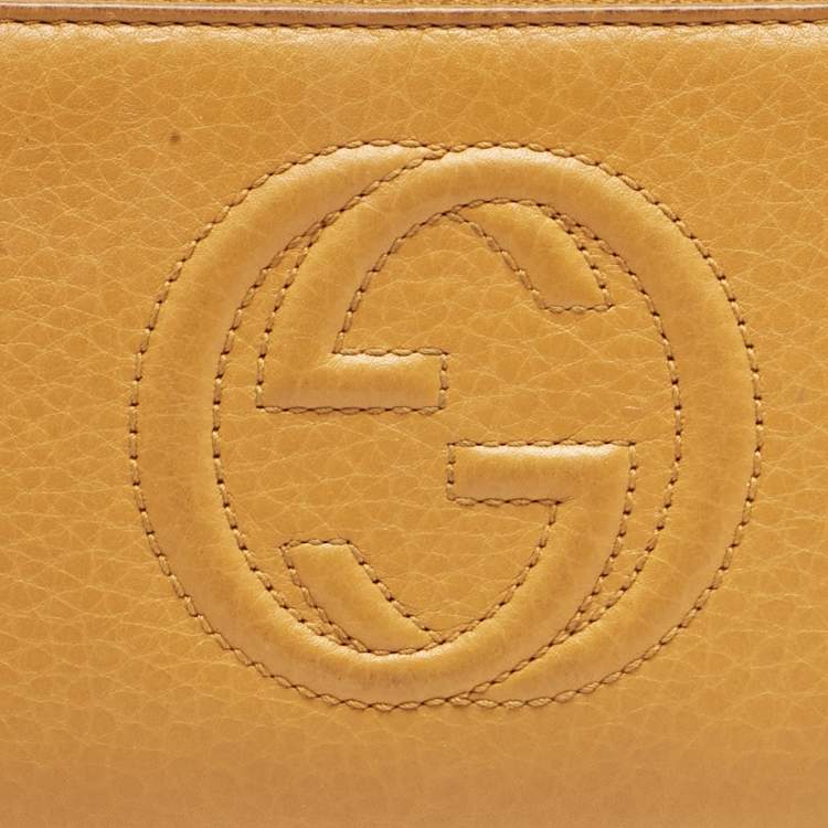Pre Owned Gucci Orange Leather Soho Zip Continental Wallet