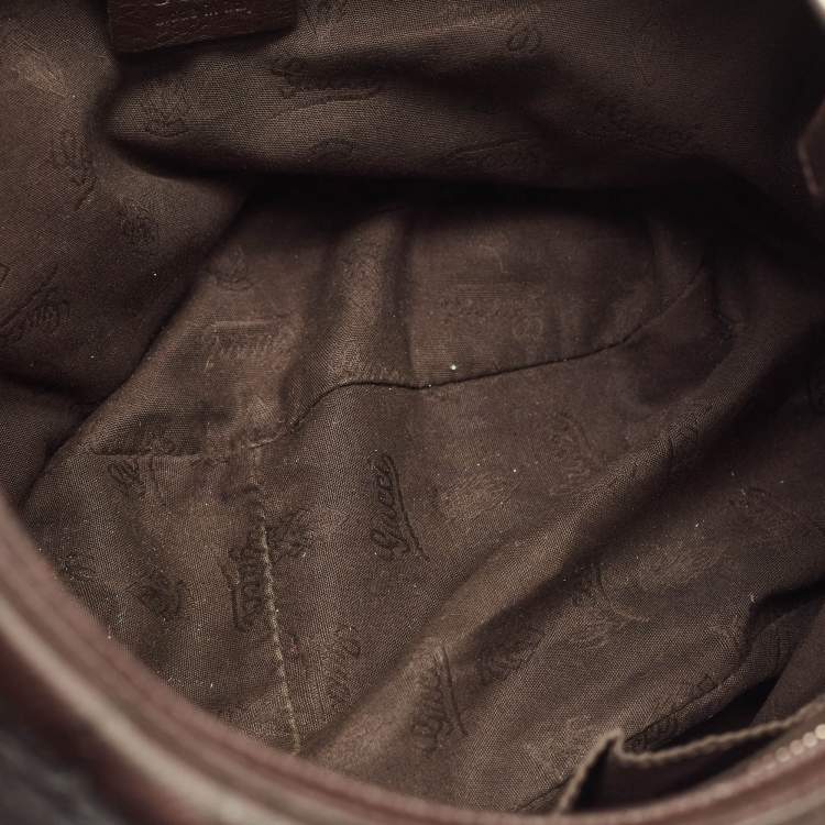 Pre Owned Gucci Two Tone Brown Guccissima Leather GG Twins Medium Hobo