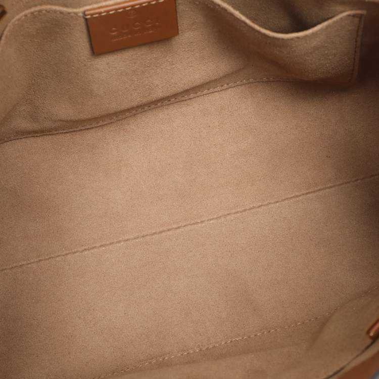 Pre Owned Gucci Brown/Beige GG Supreme Canvas and Leather Small Padlock Shoulder Bag