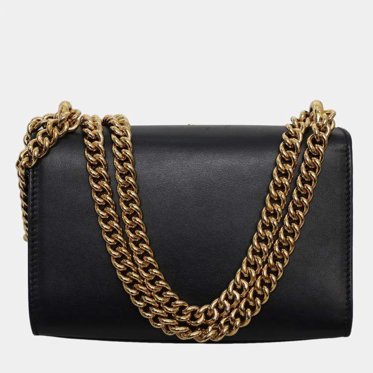 Pre Owned Gucci Black Embellished Leather Strawberry Small Padlock Shoulder Bag